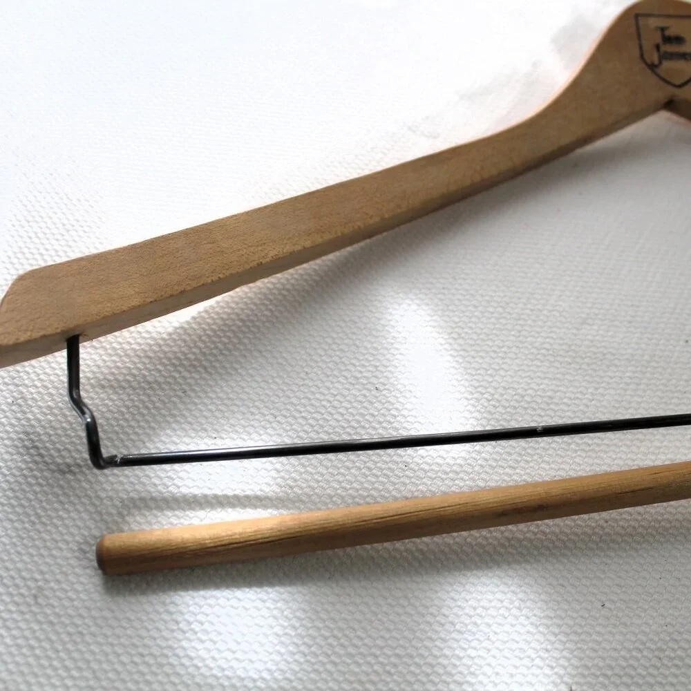 Vintage Tom James Wooden Suit Hanger, J.T. Batts Wishbone Hanger